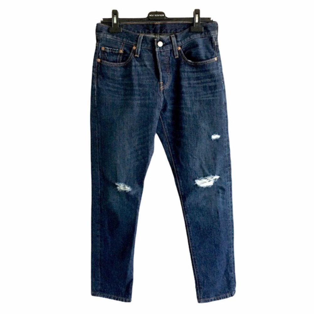 LEVI’s 501 T Tapered High Waisted Denim Jeans Dark Blue 26